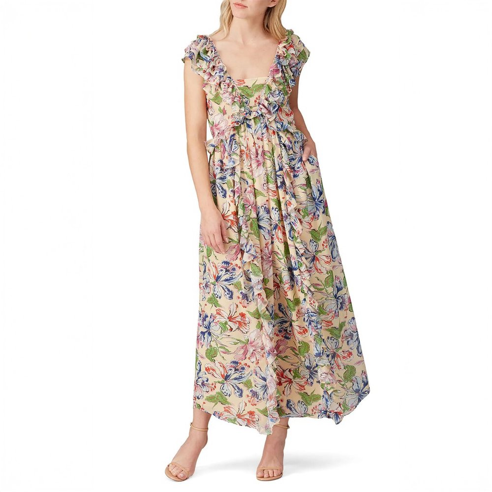 Hofmann Copenhagen Catharina Dress Maxi Floral Ruffle - Size 36 | US 4 Small